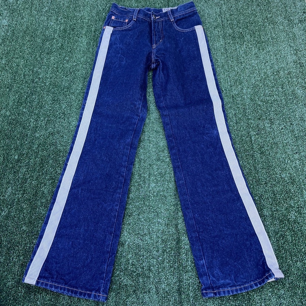 VTG Parasuco Jeans Women 26x30" Slim Flare Jeans Canada Striped Designer Y2K 90s